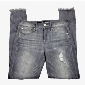 Express Gray Mid Rise Distressed Ankle Legging Jeans 0